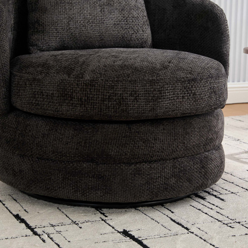 Fauteuil demi-tonneau 30 po 30 po 30 po, Chenille gris foncé