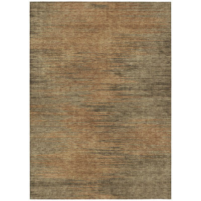 8' X 10' Terra Cotta Brown And Copper Abstract Washable Indoor Outdoor Area Rug