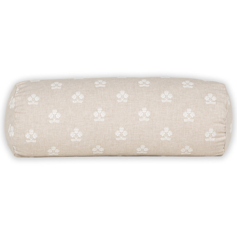 Housse et insert de coussin Hamachi, Linen Beige Floral, Traversin H 8 po x l 21 po, Polyester
