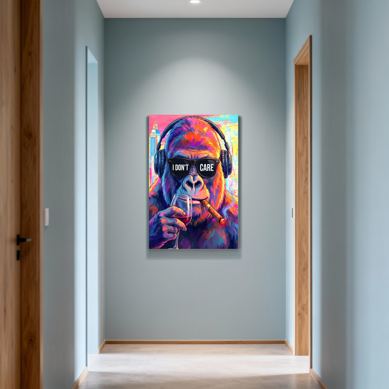 Animaux, gorille coloré avec casque et lunettes de soleil, H 18 po x l 12 po
