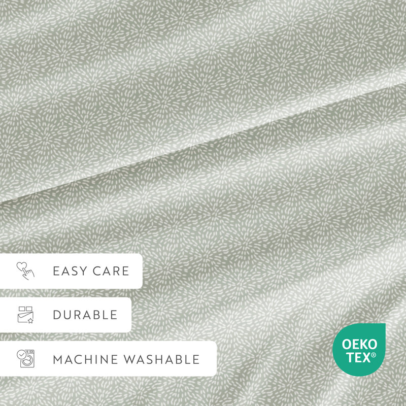 4 Piece Delicate Details Pattern Sheet Set, Twin Sheet Set with 1 Standard Pillowcase, Modern Circles Green Mist Floral