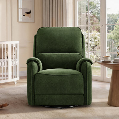 270° Swivel Glider Velvet Power Recliner With Ambient Light And USB Charging