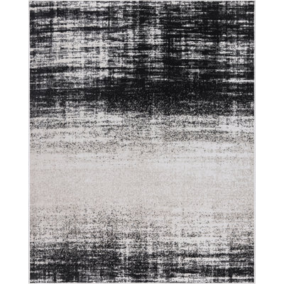 Machine Washable Nash Charcoal/Ivory Rug