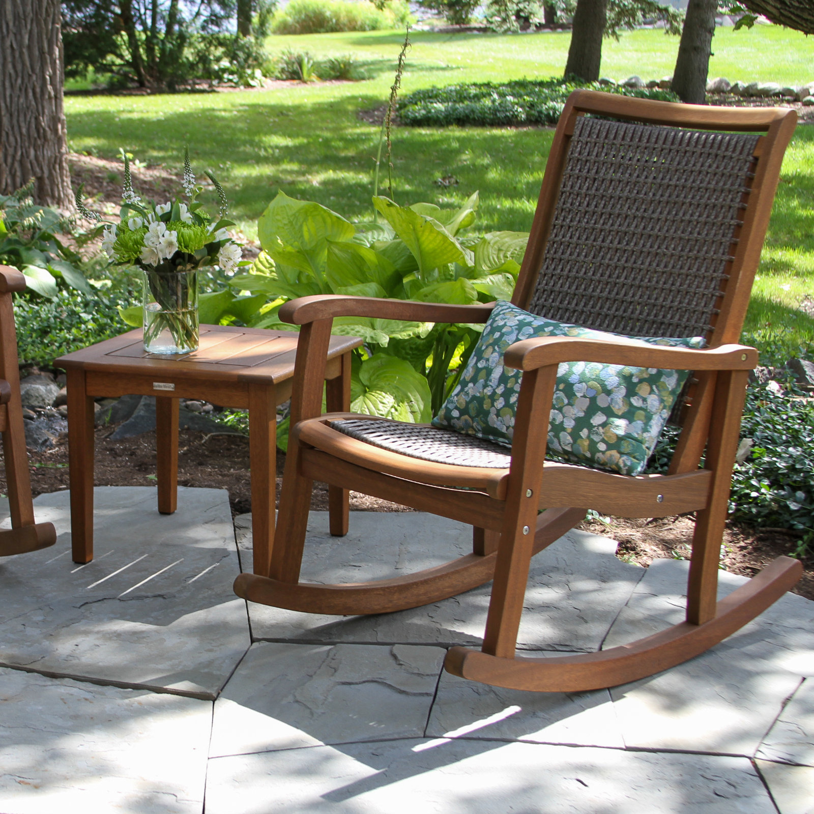 Akiva 20" Eucalyptus Patio Side Table, Brown