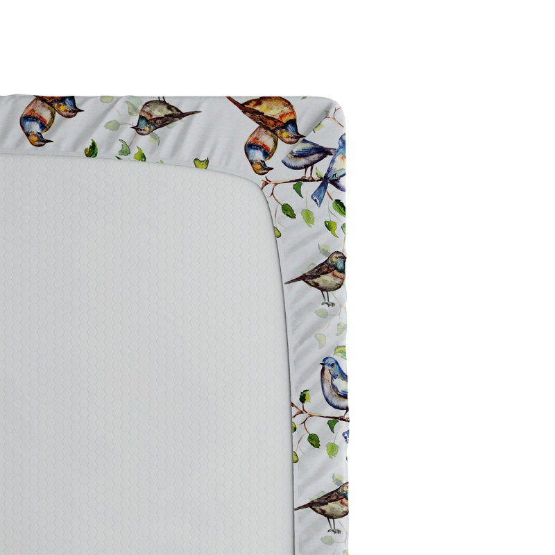 Drap-housse à motif floral Ambesonne, Bleu pâle, vert, blanc / floral, Drap-housse de taille simple