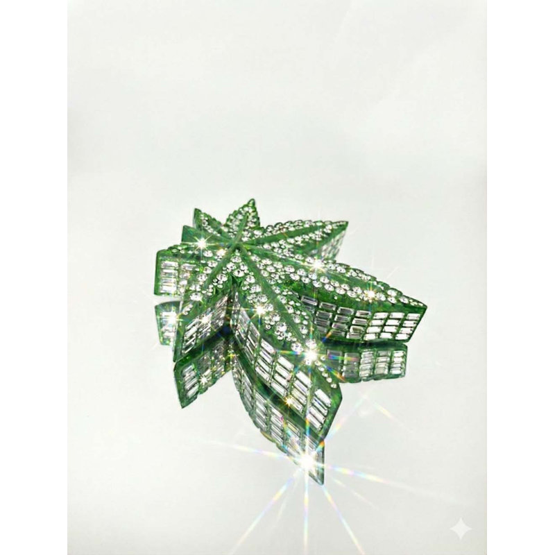 Pot Leaf Bling Sculpture - Green, Green