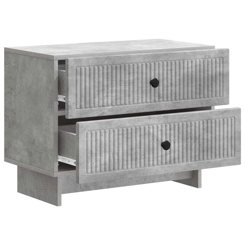 62cm W Manufactured Wood Bedside Table, Concrete Grey