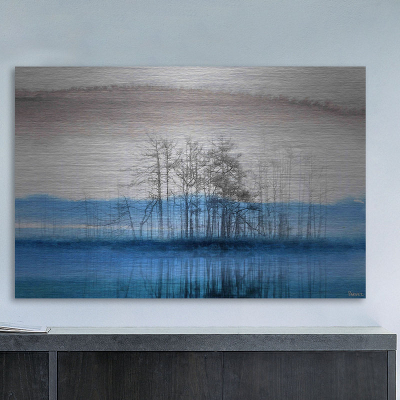 «Blue Lake Horizon», reproduction d'art sur aluminium brossé, H 24 po x l 36 po x P 1,5 po