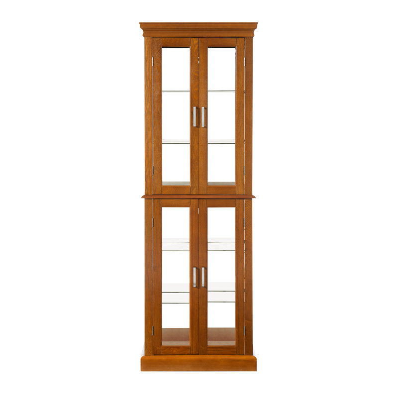 Vitrine 6 niveaux en chêne avec quincaillerie magnétique et tablettes réglables, Chêne