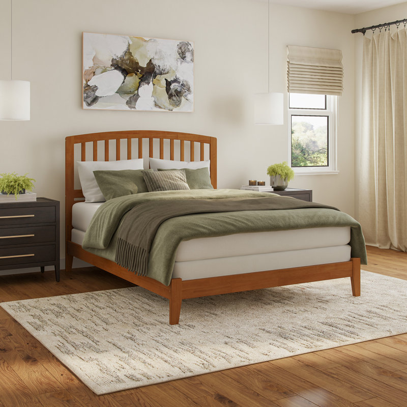 Bharmal Solid Wood Foundation Bed, Queen, Light Toffee
