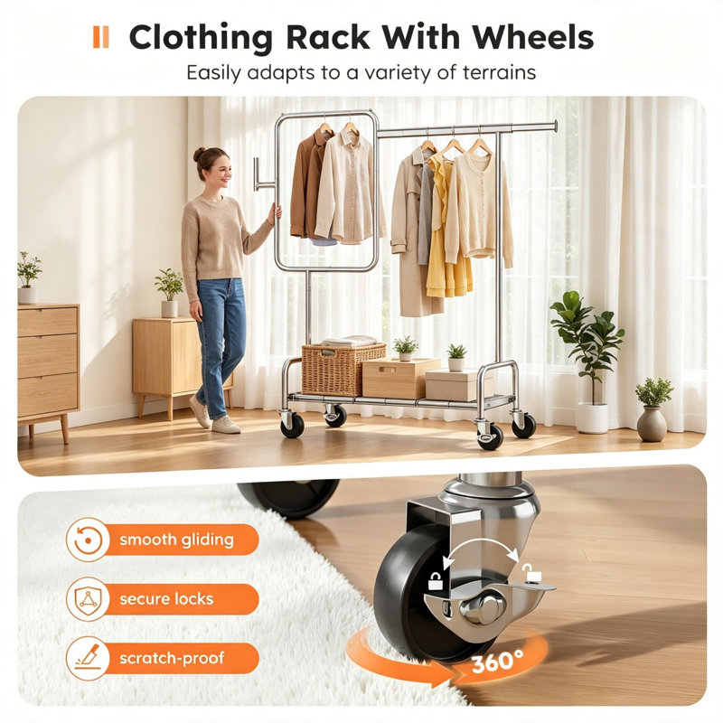 158cm Adjustable Portable Wardrobe