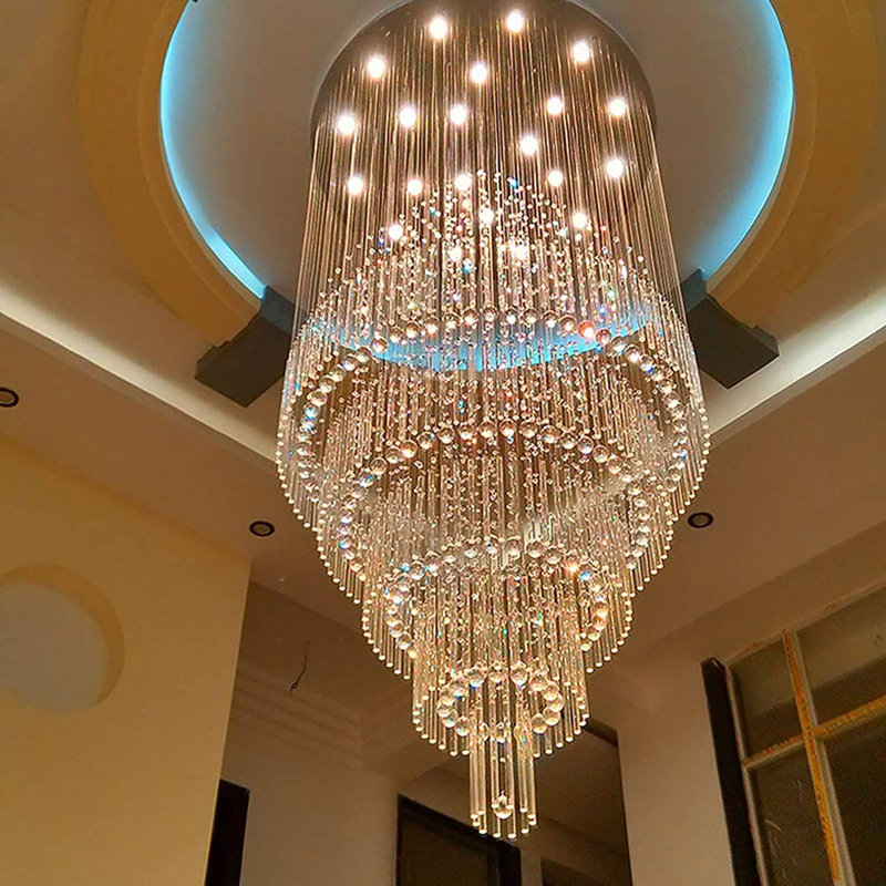 Dmani W40'' x H130'' Empire Crystal Chandelier for Foyer Entrance Dimmable LED 3000k-6000k
