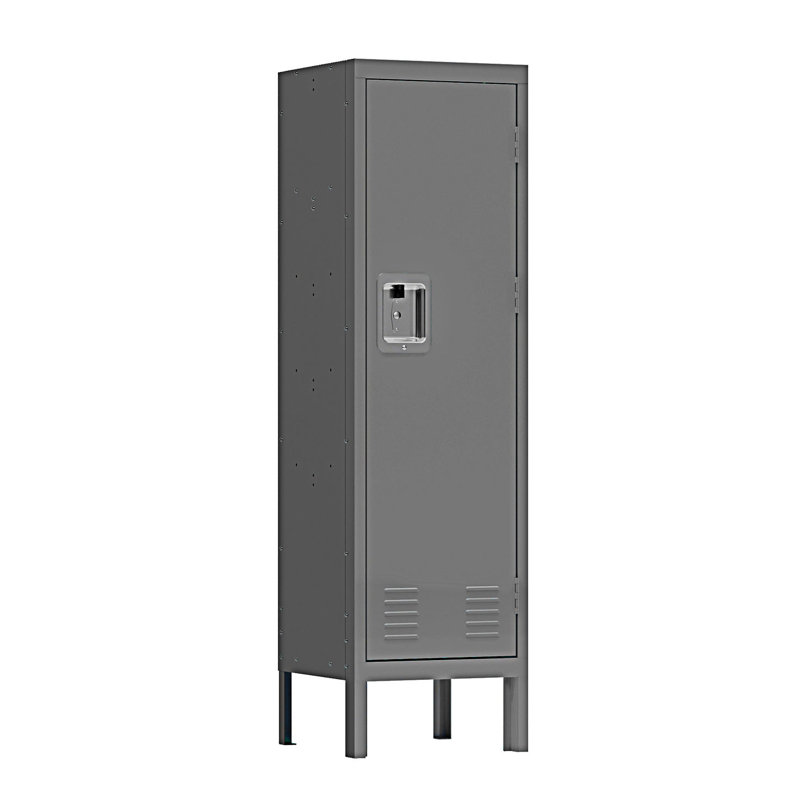 1 Door Tall Single Metal Locker-Retro Style Storage Cabinet, Entryway Cabinet, Gray