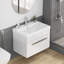 Meuble-lavabo mural de 24 po avec tiroir à fermeture en douceur, finition blanc brillant et lavabo en céramique à bords épais unique pour les salles de bain modernes