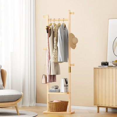 Coat Racks solid wood hanger 18.9* 11.8*71in Solid environmental protection easy to assemble beautiful can be placed in the bedroom/entrance/living room (wood colour)