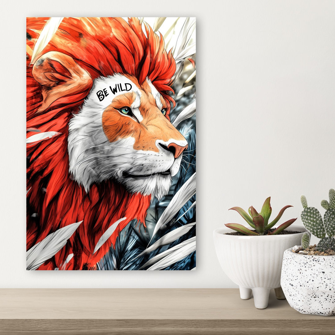 Fiery Wild Lion Contemporary Wall Art Print