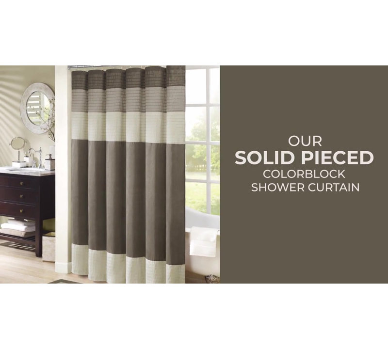 Black and Gray Faux Silk Striped Shower Curtain