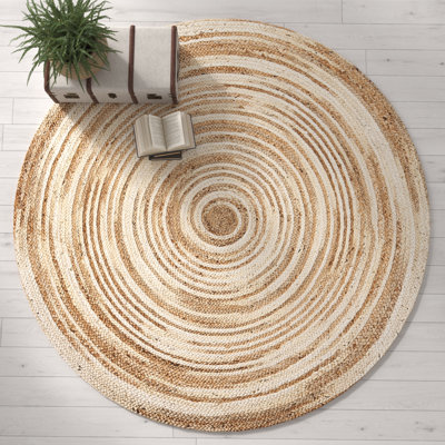 Dash Round Abstract Jute / Sisal Hand Woven Area Rug