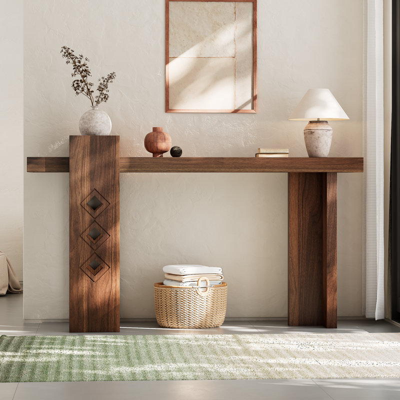Modern Console Table for Entryway, Floating Visual Entrance Sofa Table, 63-Inch, for Living Room, Foyer, Hallway, Walnut