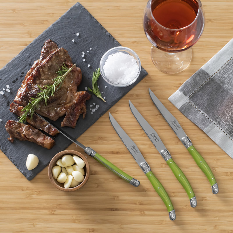 French Home Stainless Steel (18/8) Steak Knife Set, Green