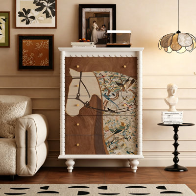 Commode 5 tiroirs en bois massif de style français