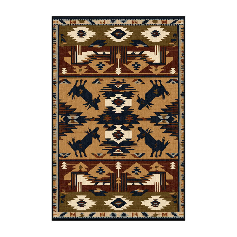  Tapis lavable Bull Rider Southwestern, Tapis de couloir 2 pi x 5 pi