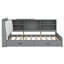 Lit plateforme en bois avec tablettes et 2 tiroirs, tête de lit avec rangement-457452877
