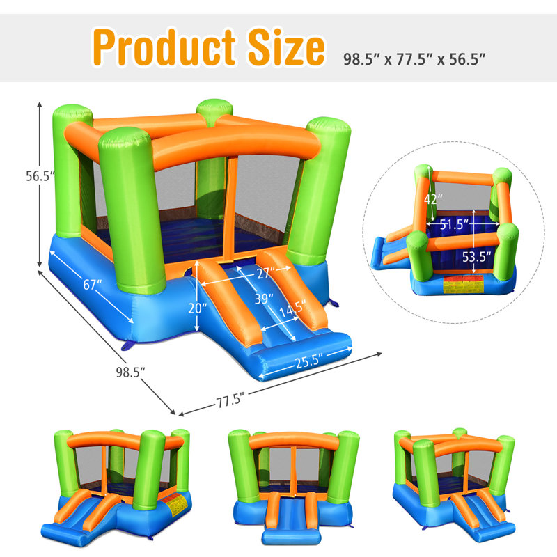 77.5" W x 98.5" D Bounce House
