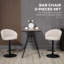 Ensemble de 2 tabourets de bar réglables pivotants, tissu tactile lin, beige