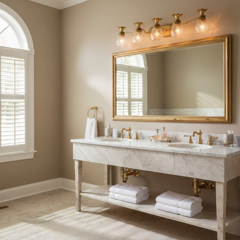 BATH PLANTATION Bath Five Light, Burnished Brass