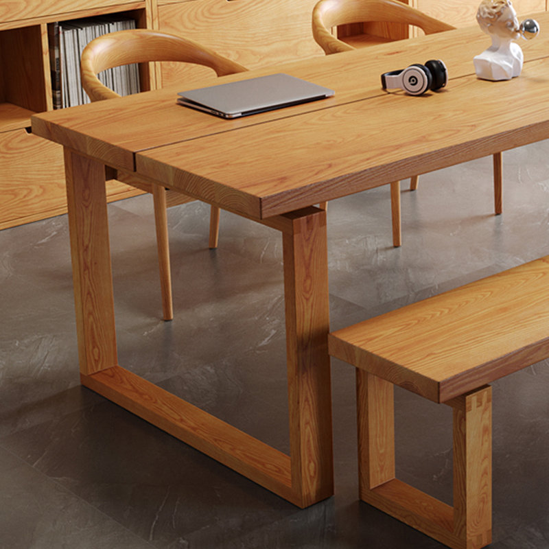 Table de salle à manger rectangulaire en bois massif brun, H 29,53 po x L 55,12 po x l 31,5 po