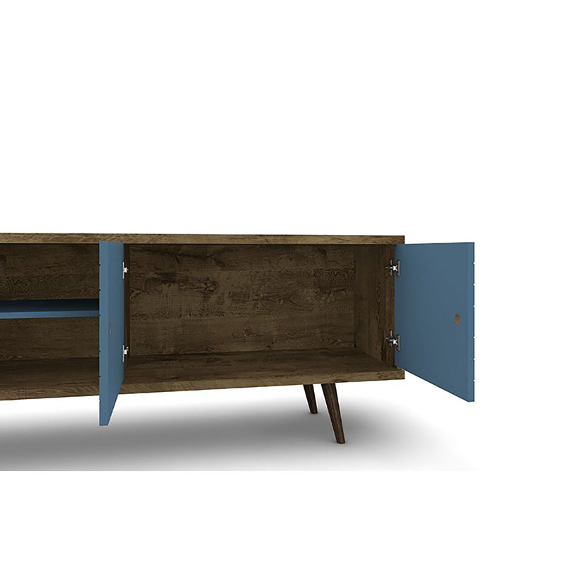 Darryl TV Stand for TVs up to 60", Rustic Brown/Aqua Blue