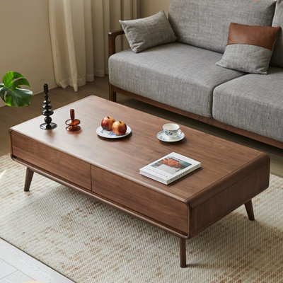 Modern simple rectangular solid wood coffee table