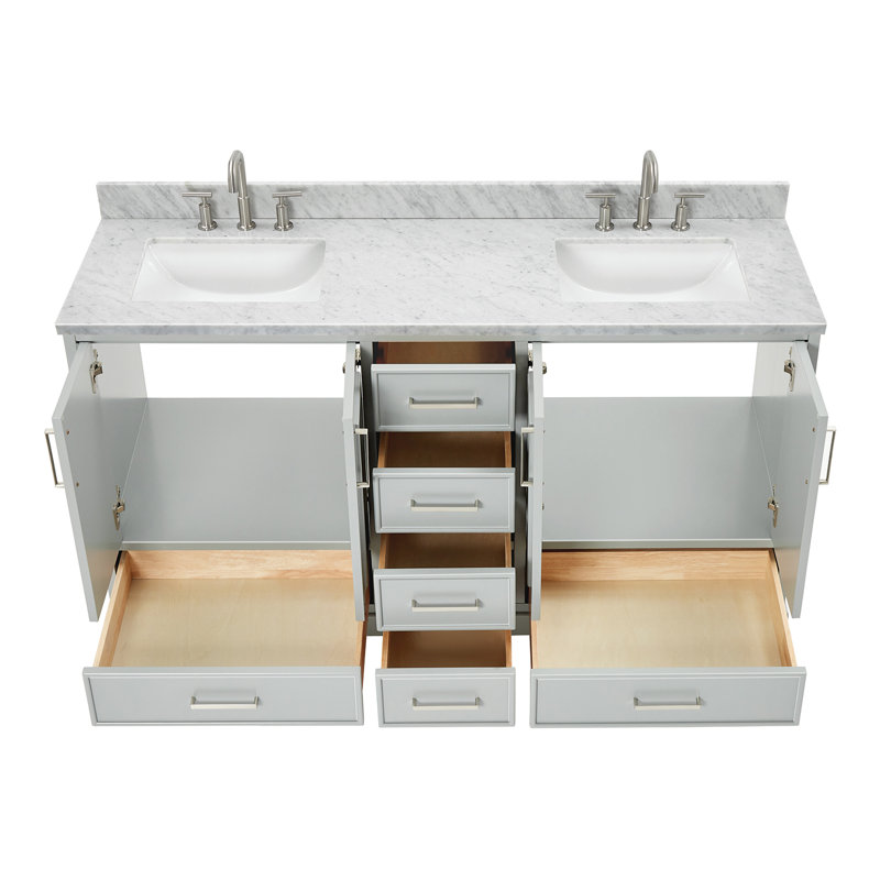 Ensemble de meuble-lavabo double avec dessus Abita 61, Gris