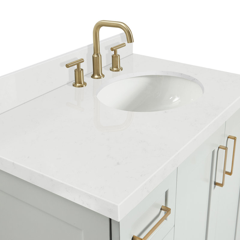 37 IN.  Single Bathroom Vanity, Right, Oval, White
