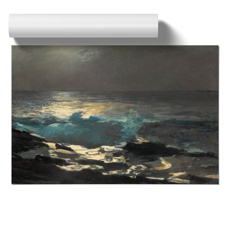 Moonlight At Wood Island by Winslow Homer - No Frame Painting, 21cm H x 30cm W x 0.1cm D