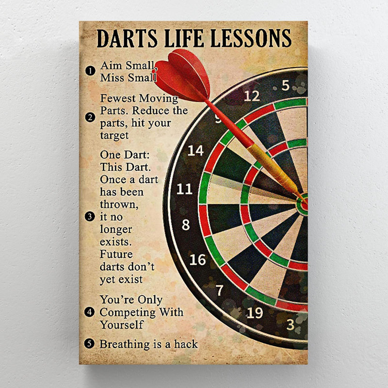 Darts Game - Darts Life Lessons - 1 Piece Rectangle Graphic Art Print On Wrapped Canvas, 36'' H x 24'' W x 2'' D