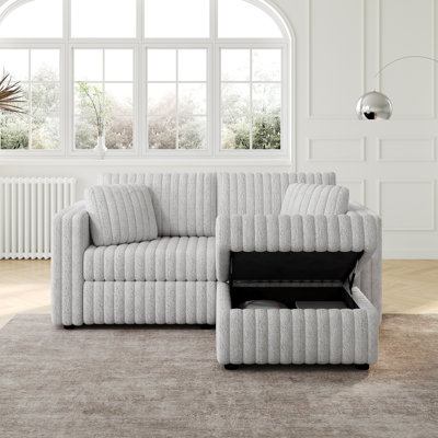 Gris 75,6 "modulaire avec caractéristique hydraulique. Détente et tendance exceptionnelles. Pour l'espace de vie dans la chambre à coucher. 3, Structure en métal, rembourrage en mousse. Revêtement en microfibre. Mécanisme d'élégance moderne. Extrêmement
