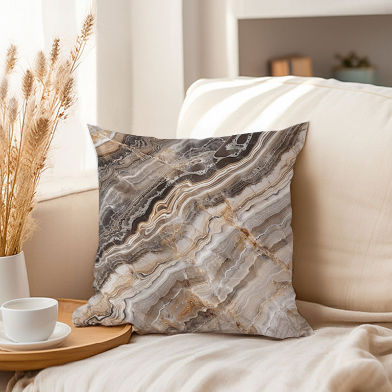 Abstract Marble Geode XIII Modern Throw Pillow Cover, 18"H x 18"W