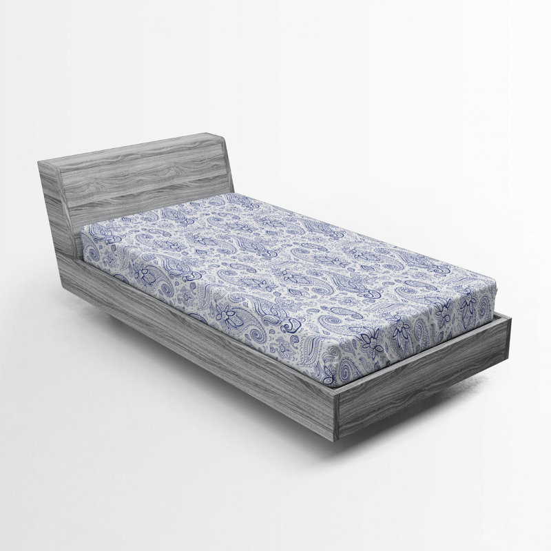 Microfiber Damask Fitted Sheet, Twin XL Fitted Sheet, Purple Paisley