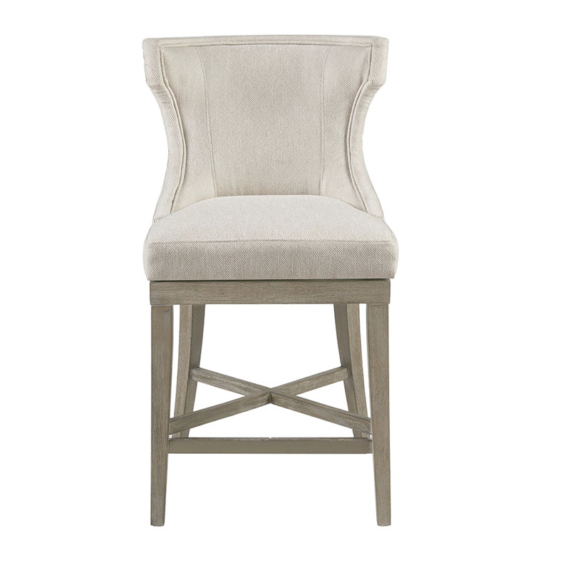 Élégante chaise de comptoir - épaisseur de coussin de siège de 4,125 po, pieds en bois massif revêtus de H 39,42 po