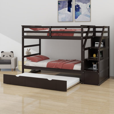 Bunk Bed With Trundle And Storage Stairs by Harriet Bee