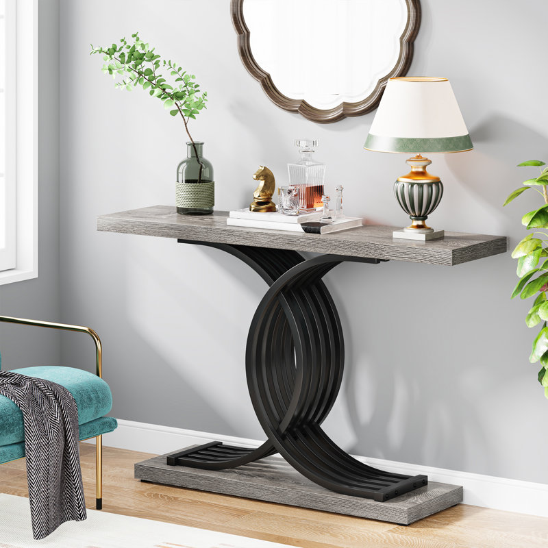 39.37'' Console Table, Gray/Black
