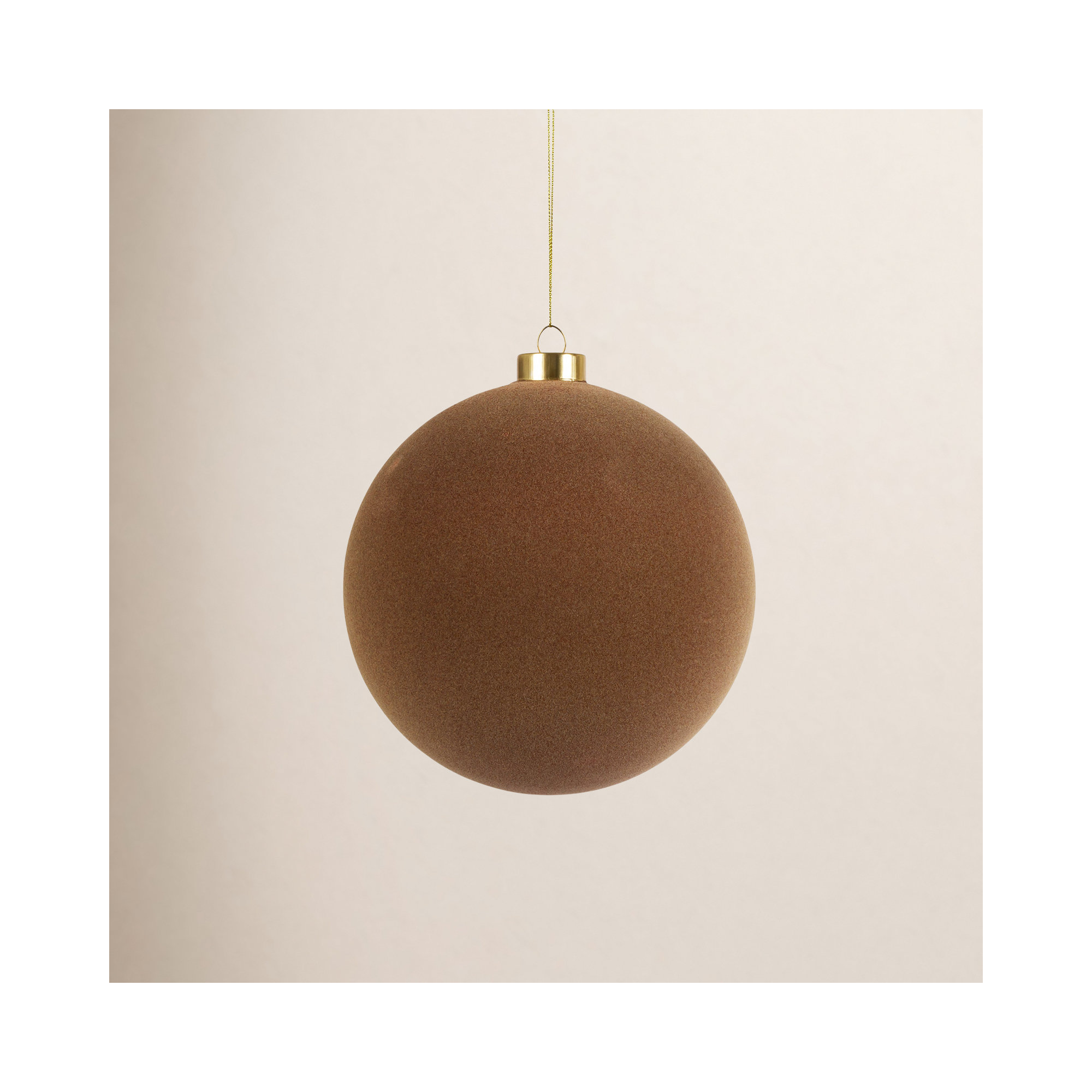 Burgundy Flocked Ornament, Brown, 6" H x 5.75" W x 5.75" D