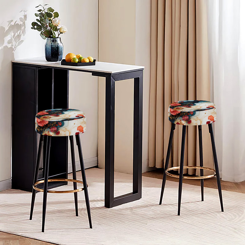 Enchanted White And Blue Marble Pattern - Marble Bar Stools Set Of 2
