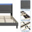 LED Bed Frame with Charging Station, Bed Frame with Upholstered Headboard-1866463795