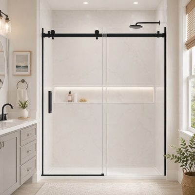 Door Single Sliding Frameless Shower Door with 8mm Clear Tempered Glass