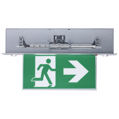 Running Man Green Combo Edge Lit Exit Sign/Emergency Light - 120-347V - 2HR Backup - Single/Dual Face - Premium Flush Recessed Mounting