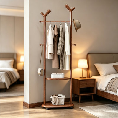 Ash Wood Entryway Freestanding Coat Rack