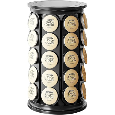 Organisateur de porte-carrousel de rangement pour dosettes de café compatible avec 40 dosettes (noir)